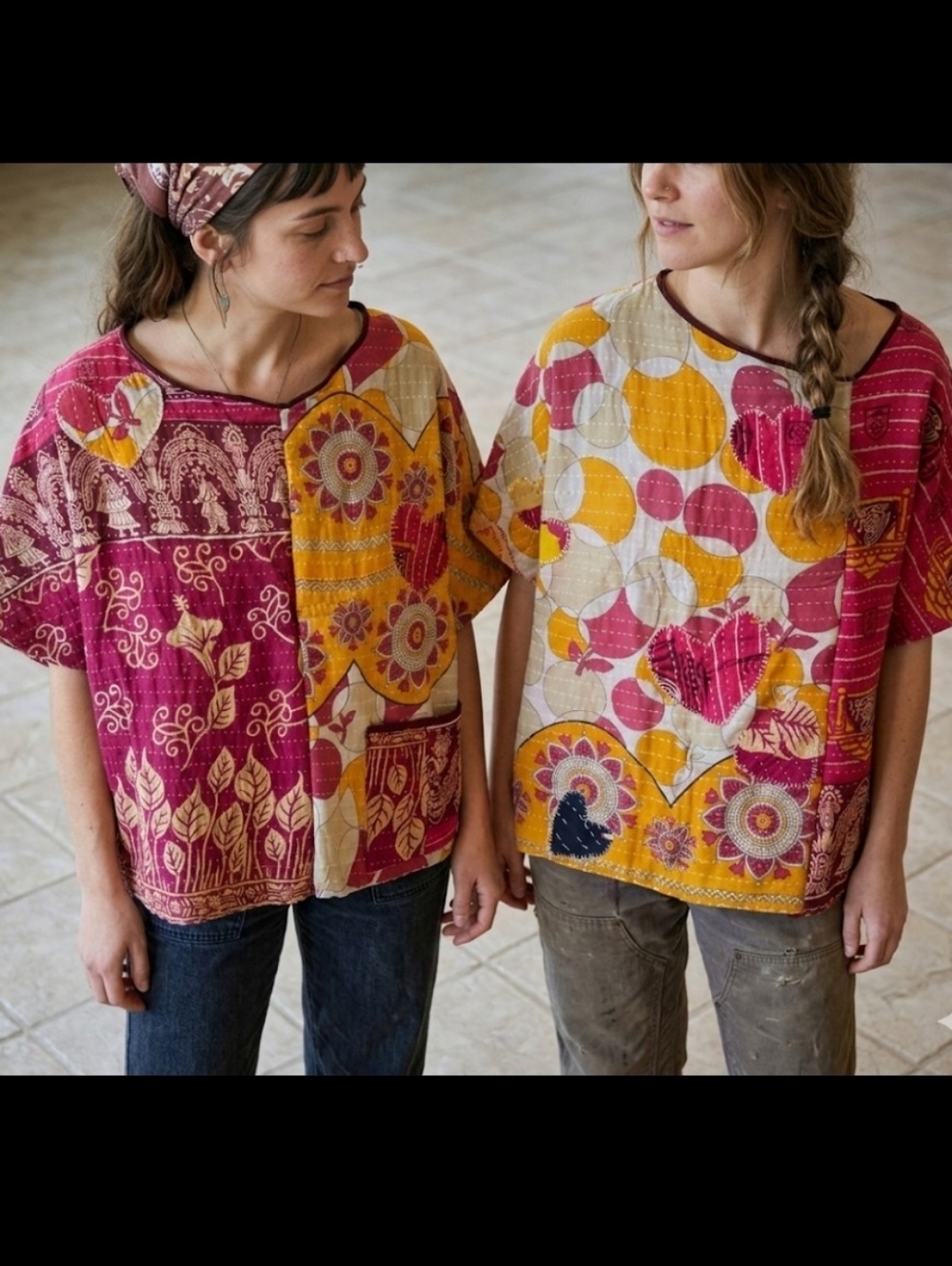 Upcycled Kantha Quilt Top One Size Oversized Handmade Dont Throw It Out